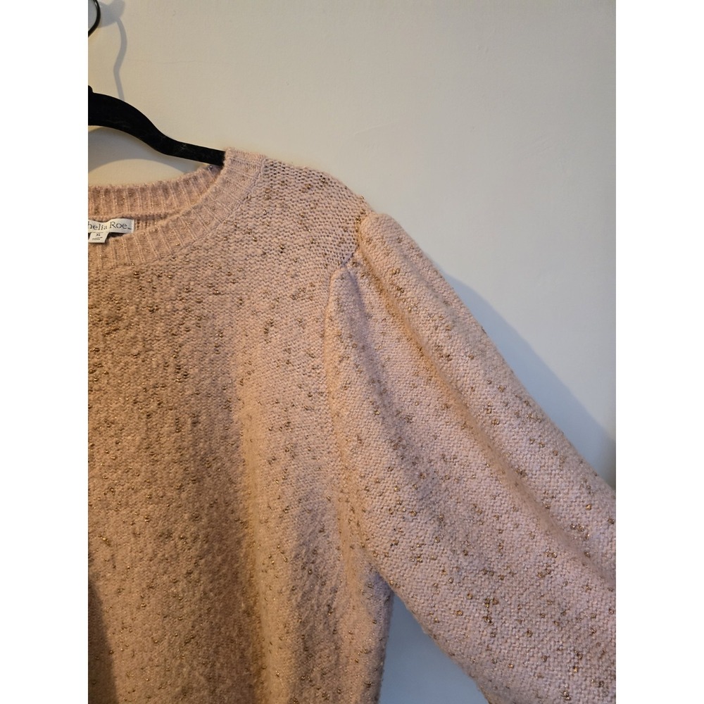 Ophelia Roe Sweater Womens Size XL Light Pink With Gold Flecks Oversized Cottage - Picture 6 of 6